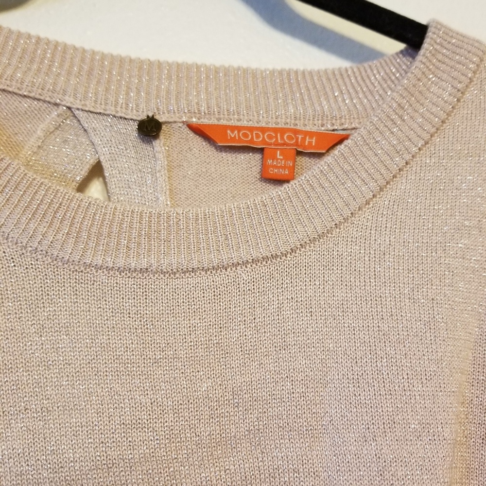 Modcloth Cutout Back Rose Gold Metallic Sweater - Picture 4 of 7